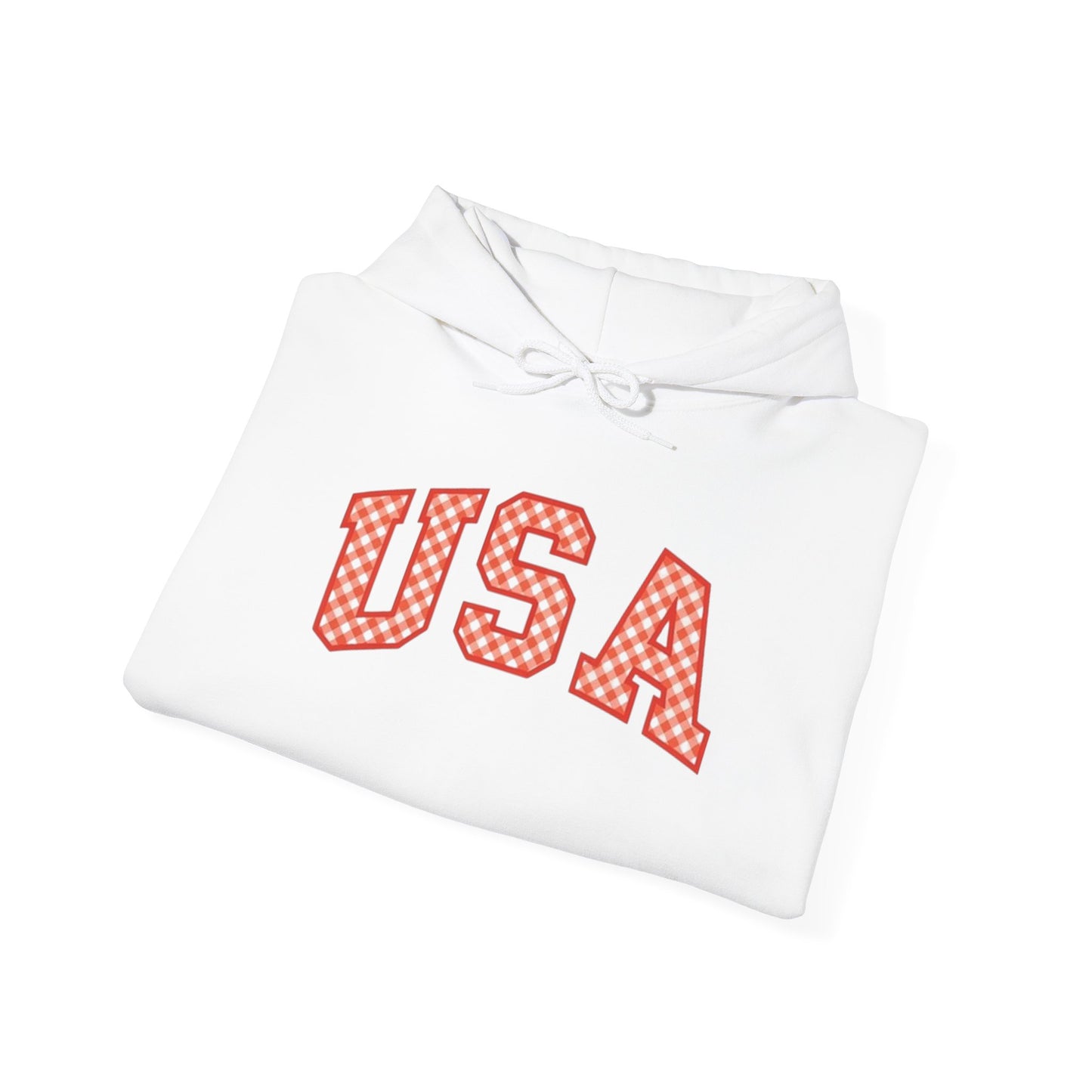 USA Checkerboard Hoodie – Retro Patriotic Graphic Sweatshirt