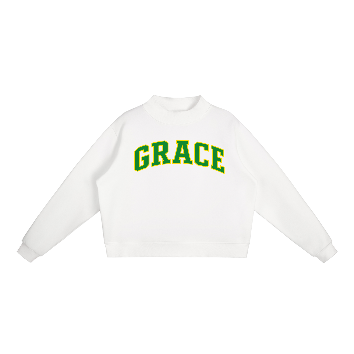 Green Line Fleece Mock-Neck Crew Sweatshirt