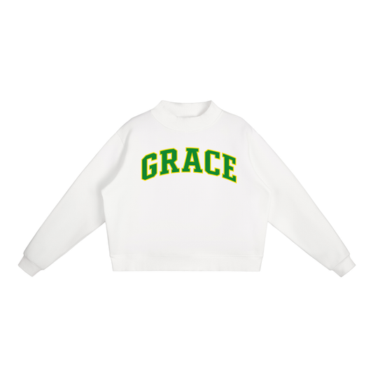 Green Line Fleece Mock-Neck Crew Sweatshirt
