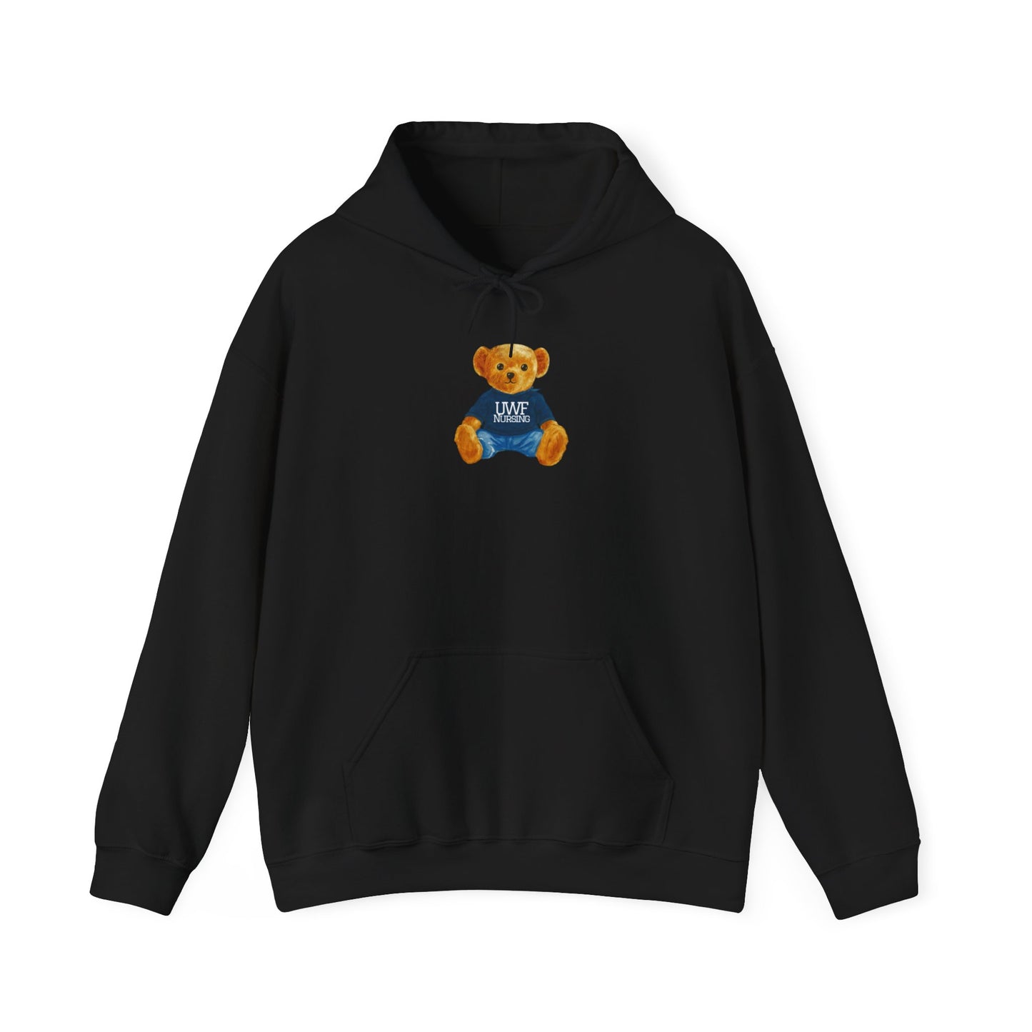 Teddy Bear Graphic Hoodie — Cute Bear Wearing 'UWF NURSING' Sweater