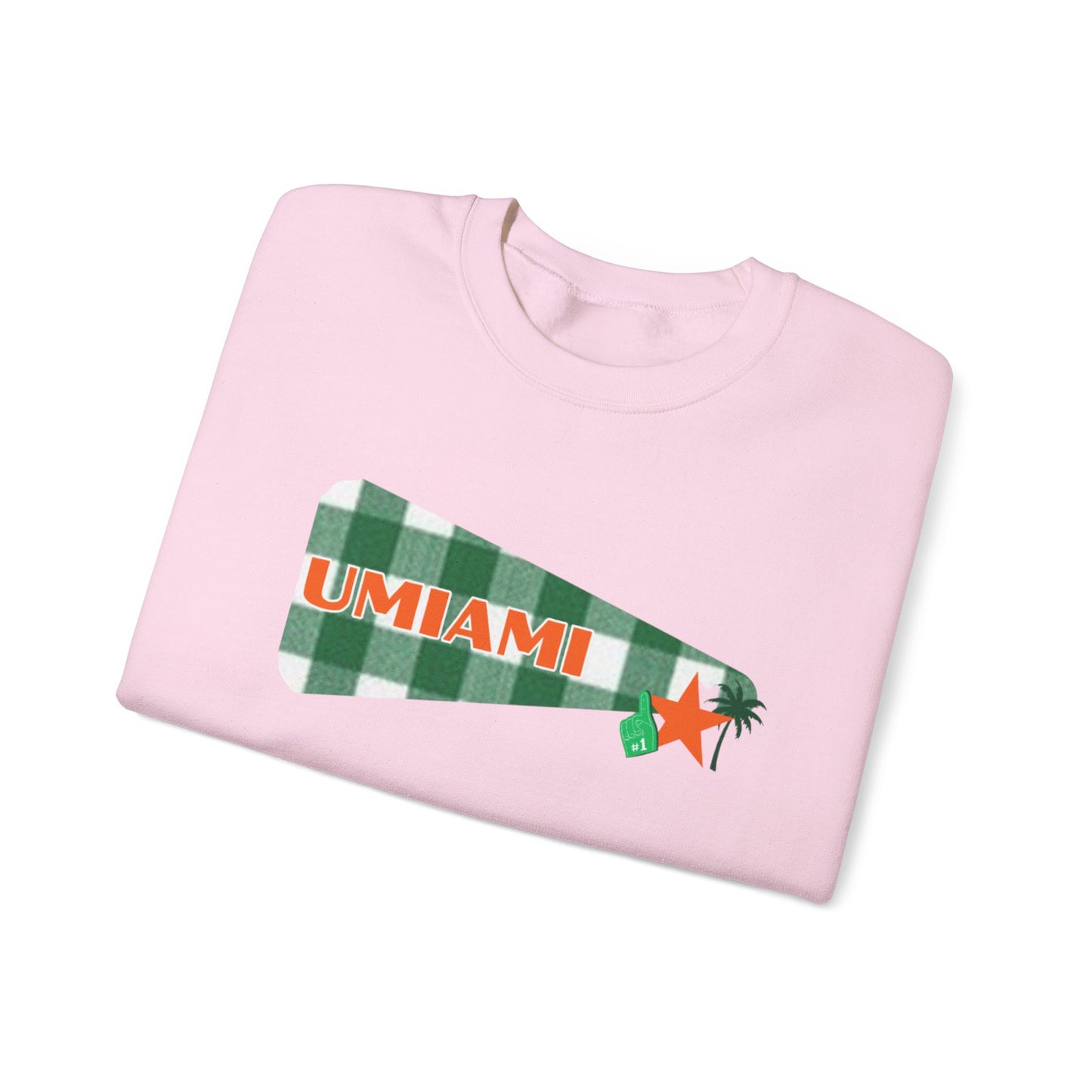 University Pennant Crewneck Sweatshirt – "UMIAMI" Green Plaid Vintage Pennant Design