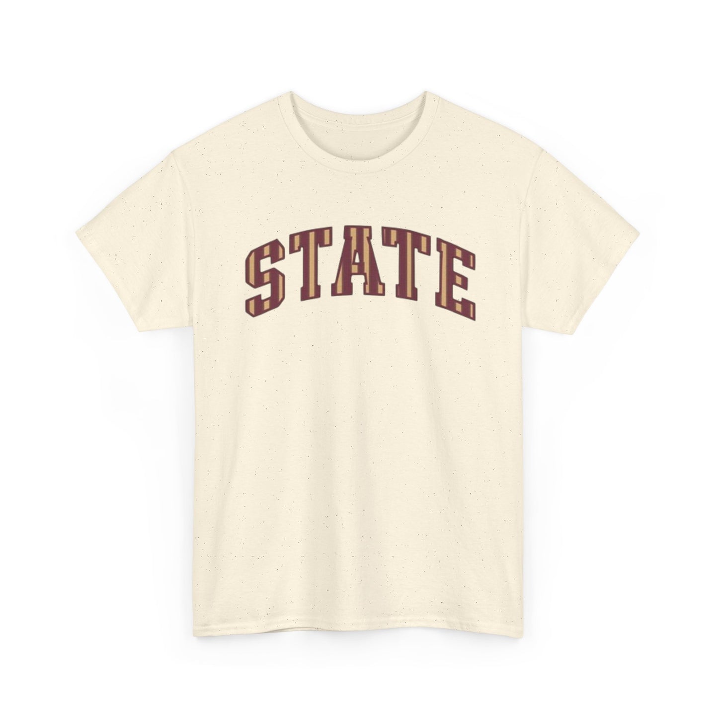 STATE Retro College Tee – Vintage Letterman Arched Logo T-Shirt