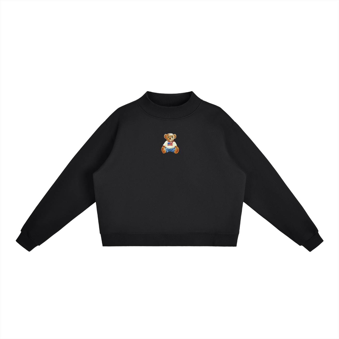 USA Bear Fleece Mock-Neck Crew Sweatshirt