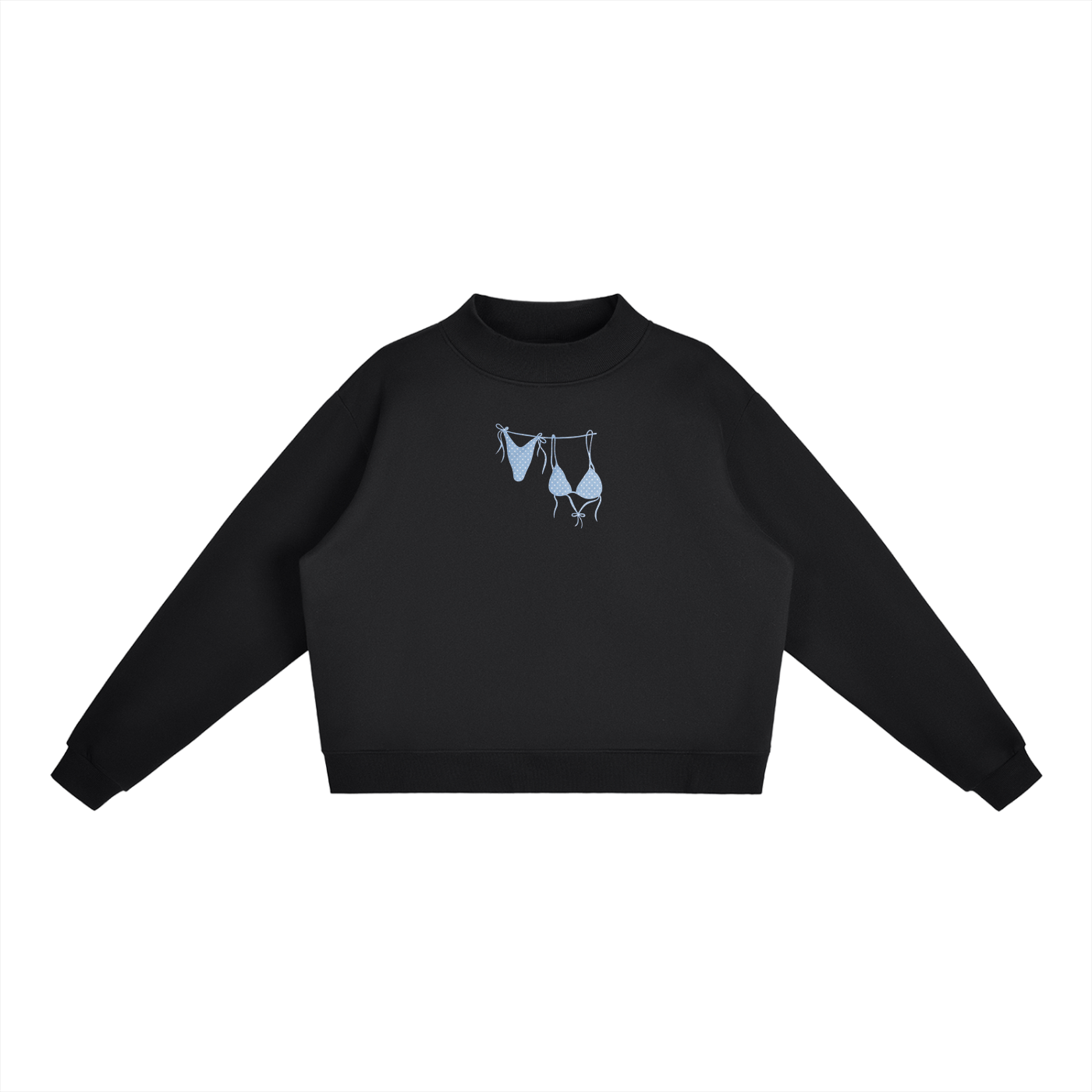 Light blue Bikini Front Essential Fleece Mock-Neck Crew Sweatshirt