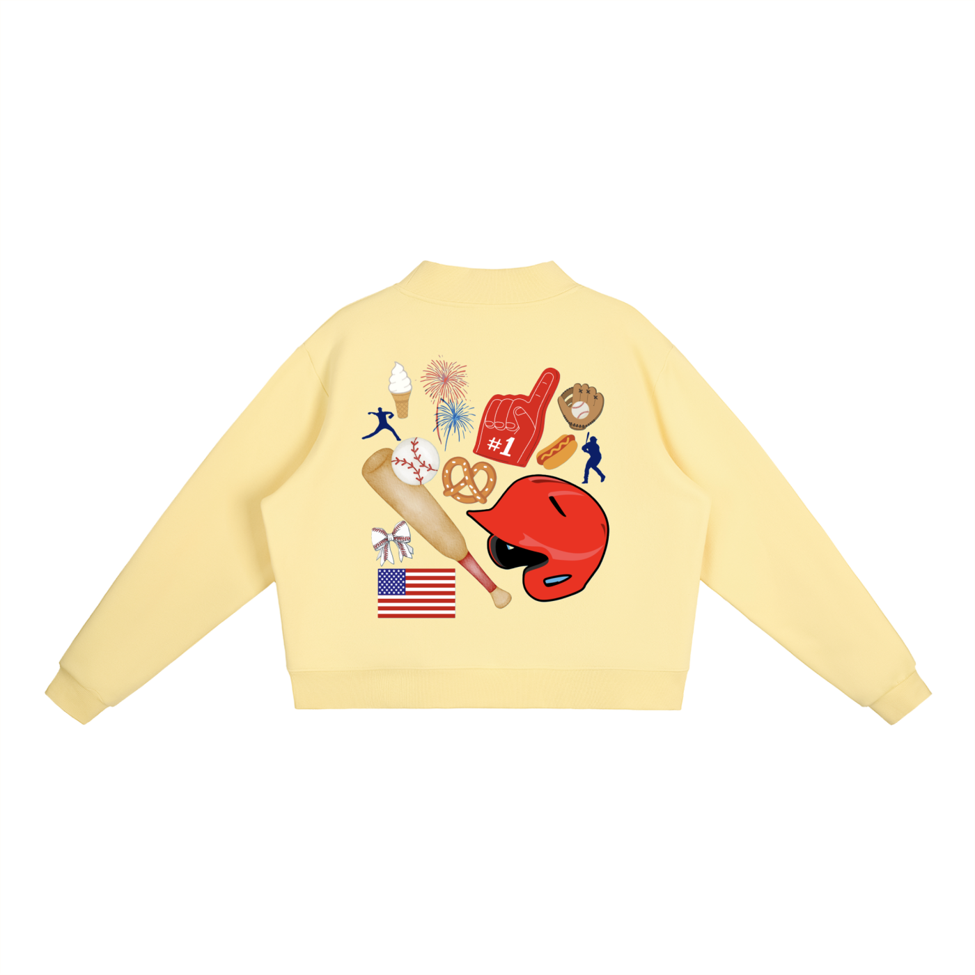 Baseball All American Essential Fleece Mock-Neck Crew Sweatshirt