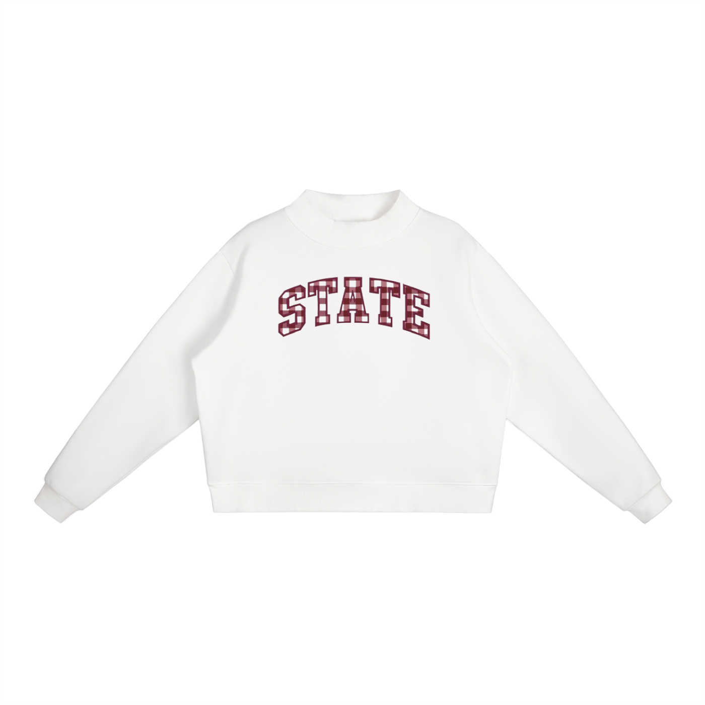 State Gingham Essential Fleece Mock-Neck Crew Sweatshirt