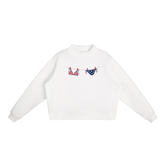 USA Bikini Line Essential Fleece Mock-Neck Crew Sweatshirt
