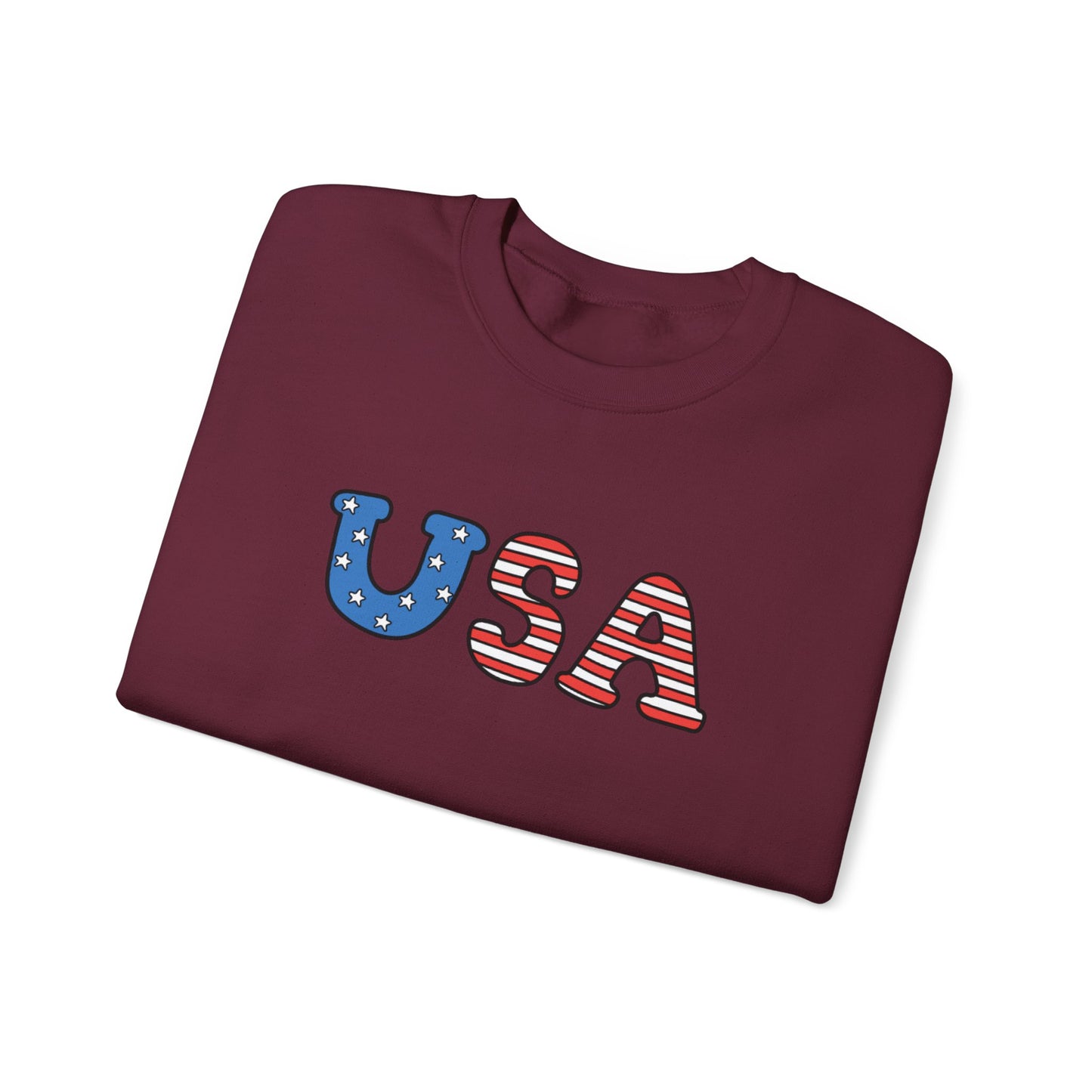 USA Flag Graphic Sweatshirt — Patriotic Crewneck