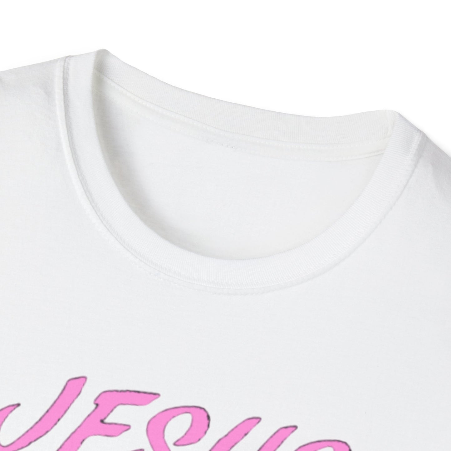Jesus Saves Pink Script T-Shirt — Christian Faith Graphic Tee