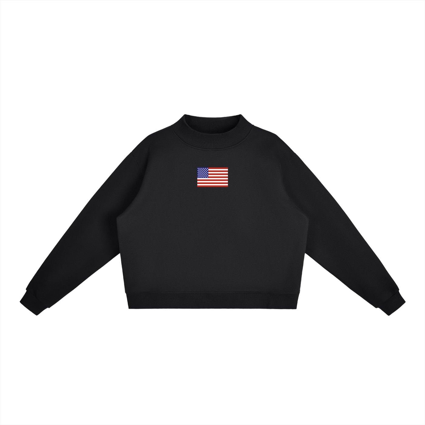 USA Flag Essential Fleece Mock-Neck Crew Sweatshirt