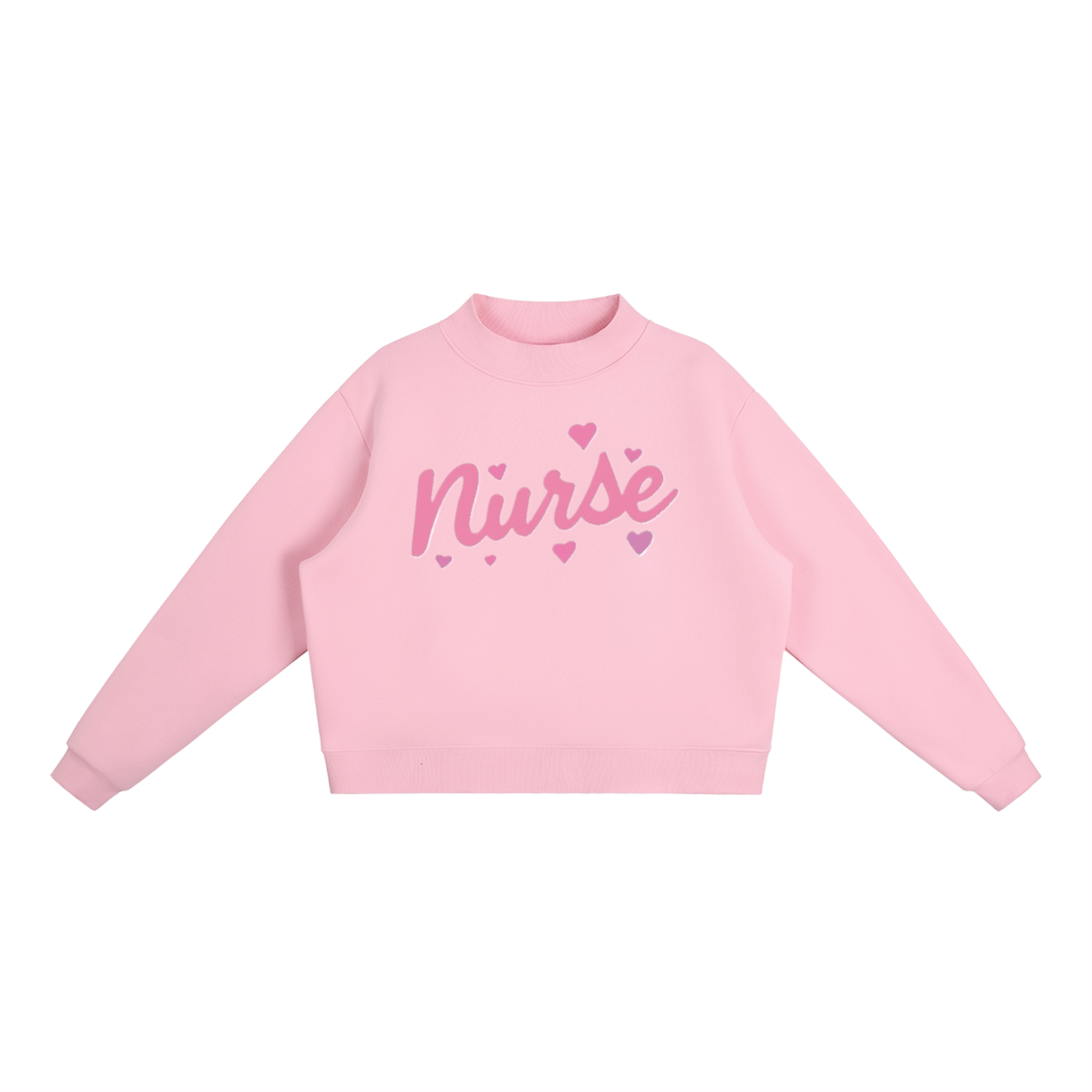 Nurse Script Print Essential Fleece Mock-Neck Crew Sweatshirt