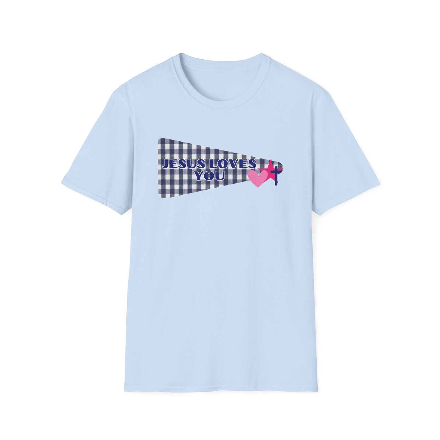 Jesus Loves You Pennant T-Shirt — Christian Faith Check Tee