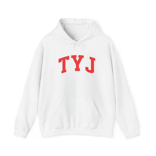 TYJ Red Letter Hoodie — Minimal Collegiate Pullover