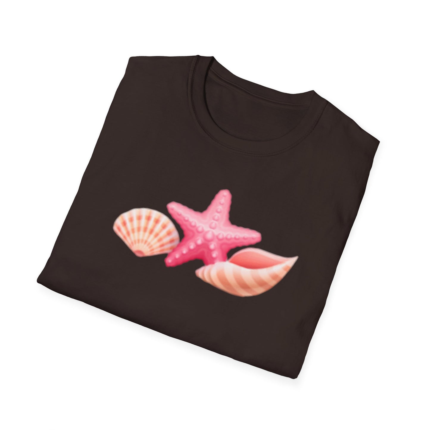 Seashell & Starfish Beach T-Shirt — Pink Coastal Summer Tee
