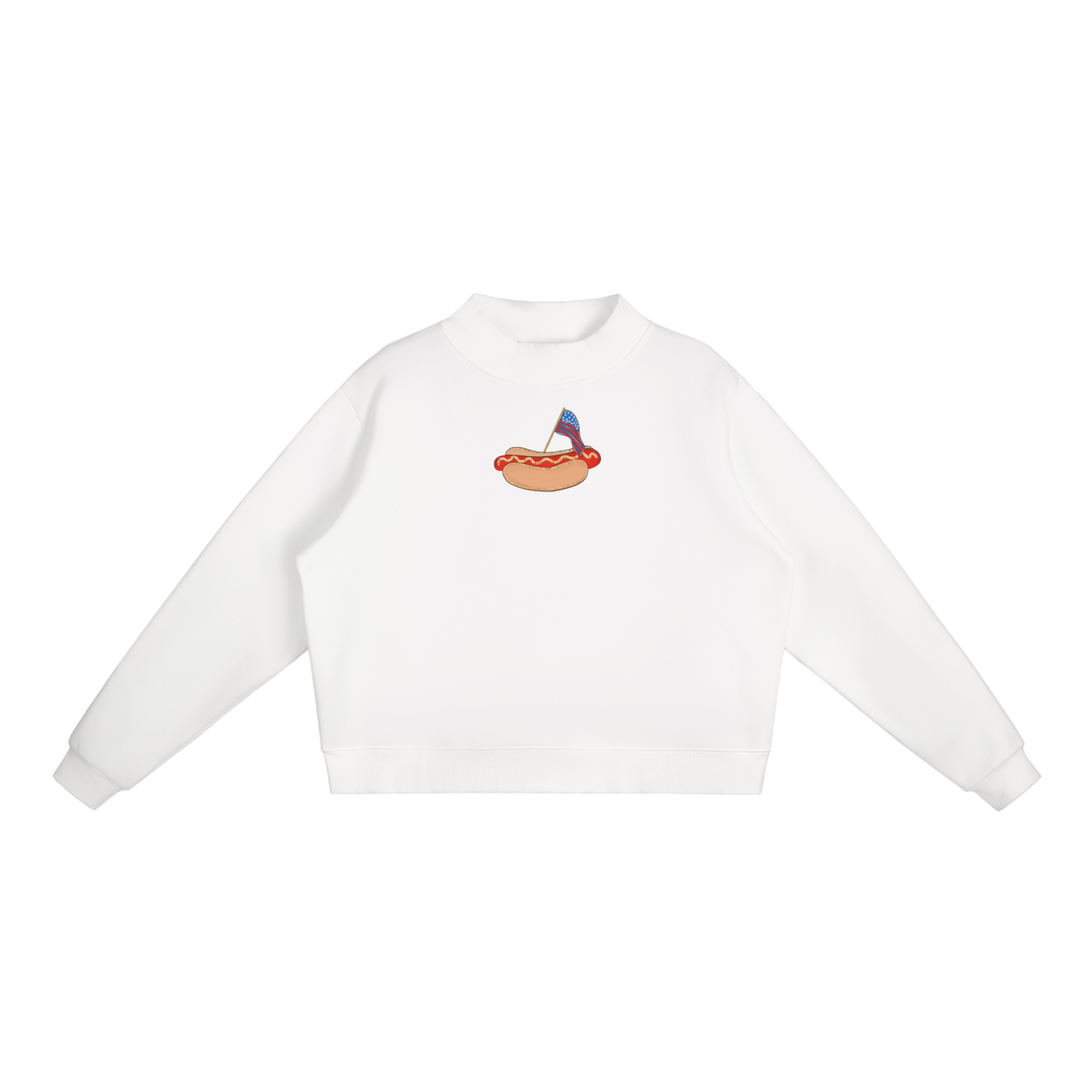 USA Hot Dog Fleece Mock-Neck Crew Sweatshirt