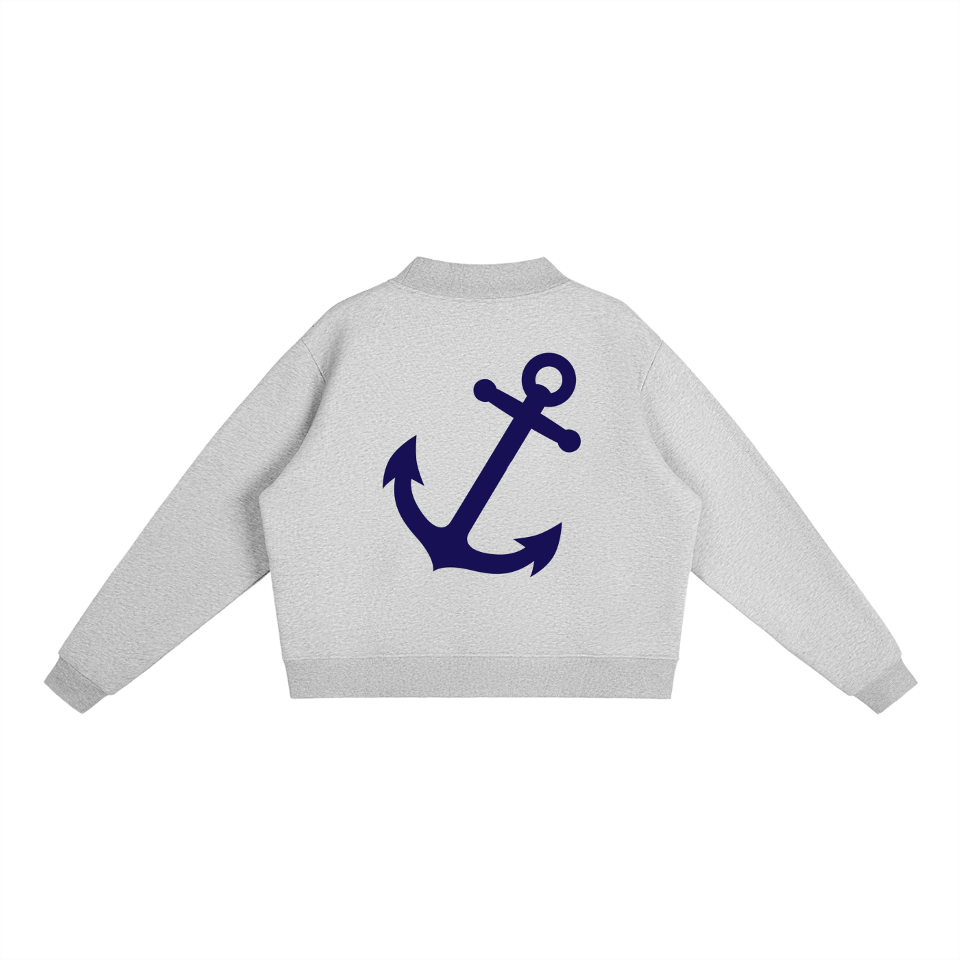 Navy Anchor Essential Fleece Mock-Neck Crew Sweatshirt