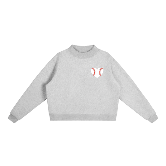 Baseball All American Essential Fleece Mock-Neck Crew Sweatshirt