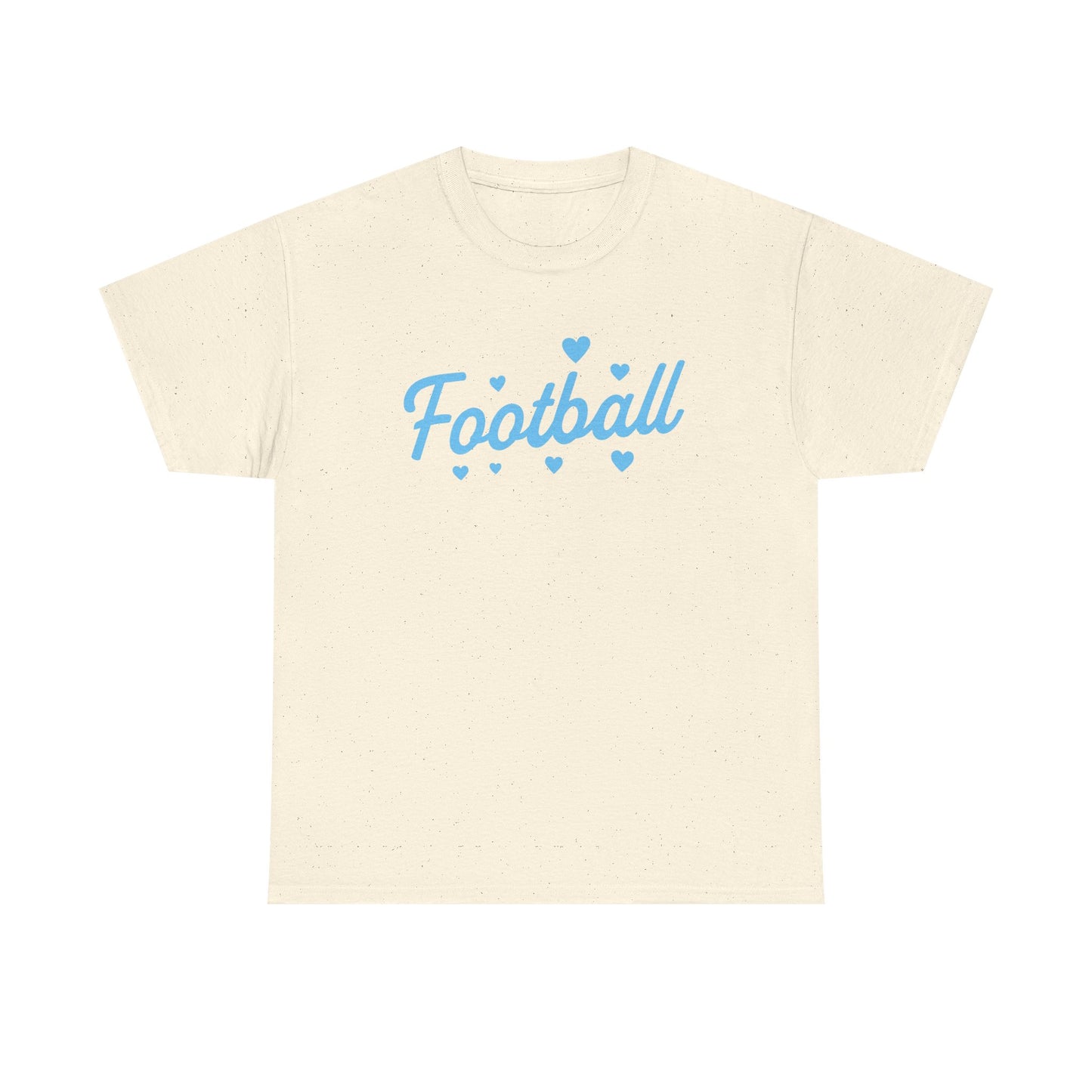 Football Script Tee — Light Blue Heart Sports T-Shirt