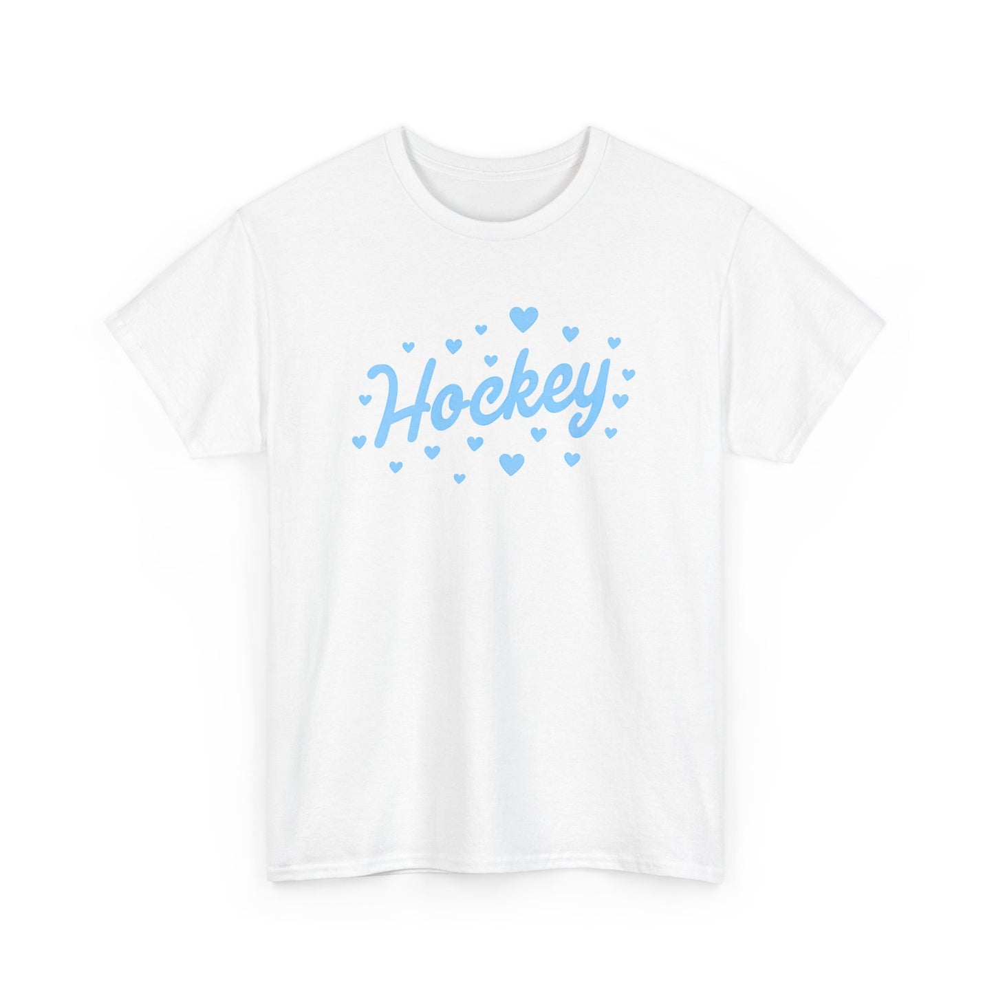 Hockey Heart Tee — Cute Light Blue Script Hockey Shirt