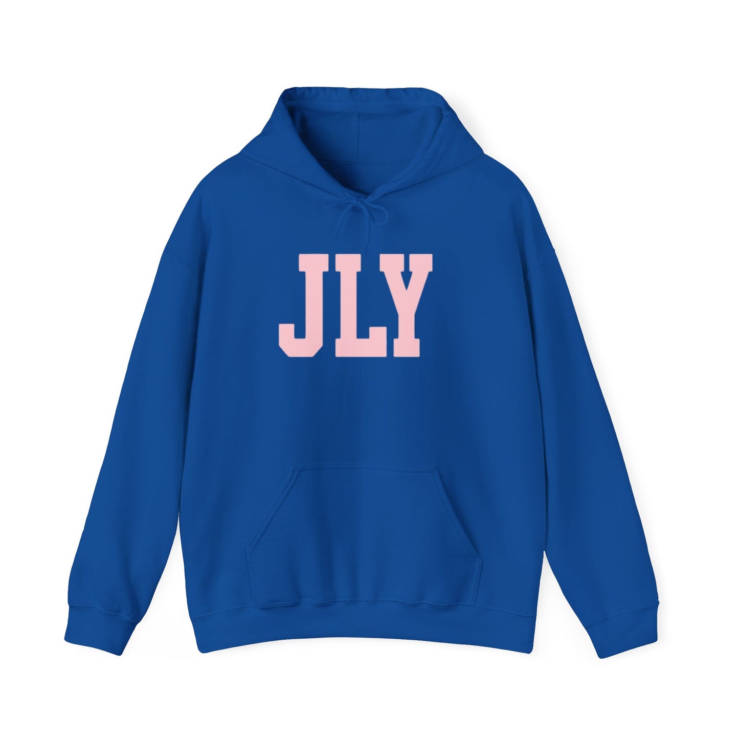 JLY Pink Block Letter Hoodie - Minimal Monogram Pullover