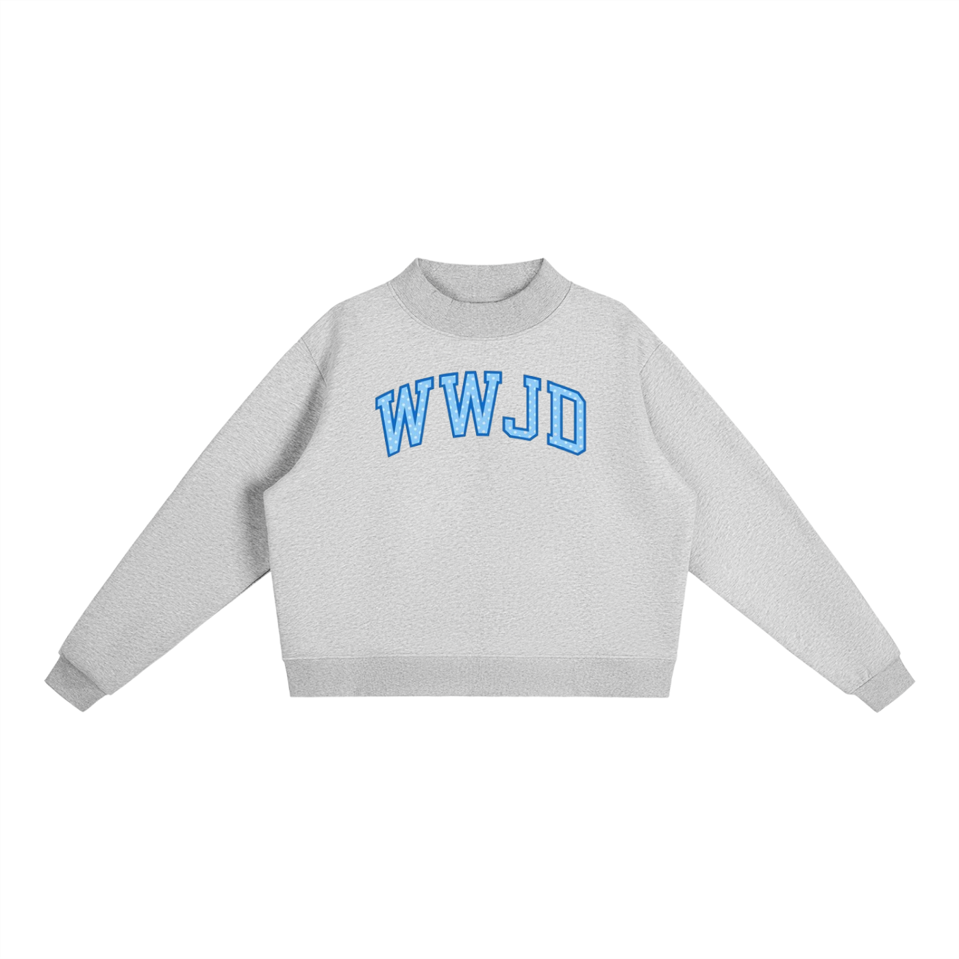 WWJD Blue hearts Essential Fleece Mock-Neck Crew Sweatshirt