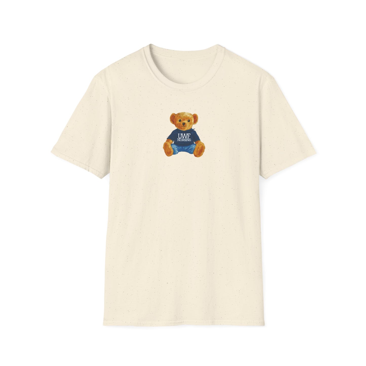 Teddy Bear Graphic T-Shirt — Cute Bear Wearing 'UWF NURSING' Sweater