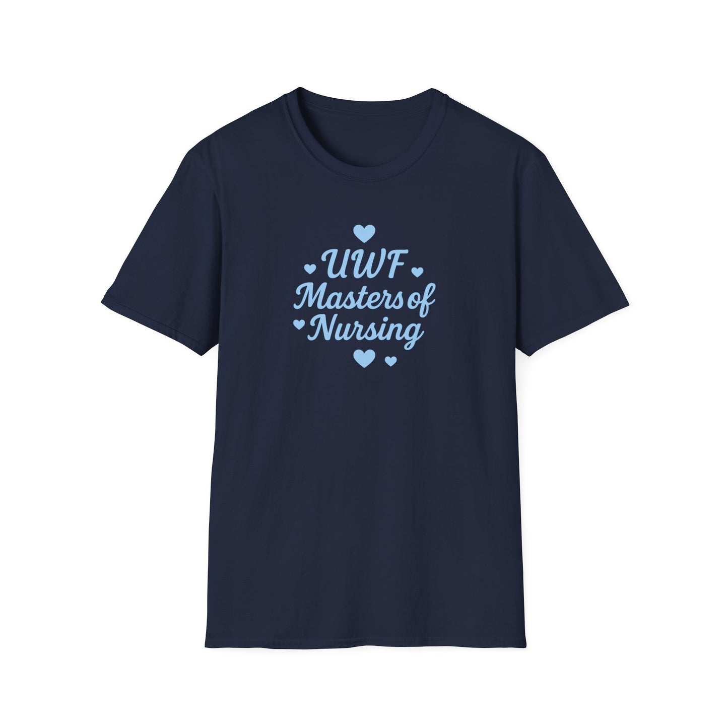 UWF Masters of Nursing T-Shirt — Light Blue Heart Nursing School Tee