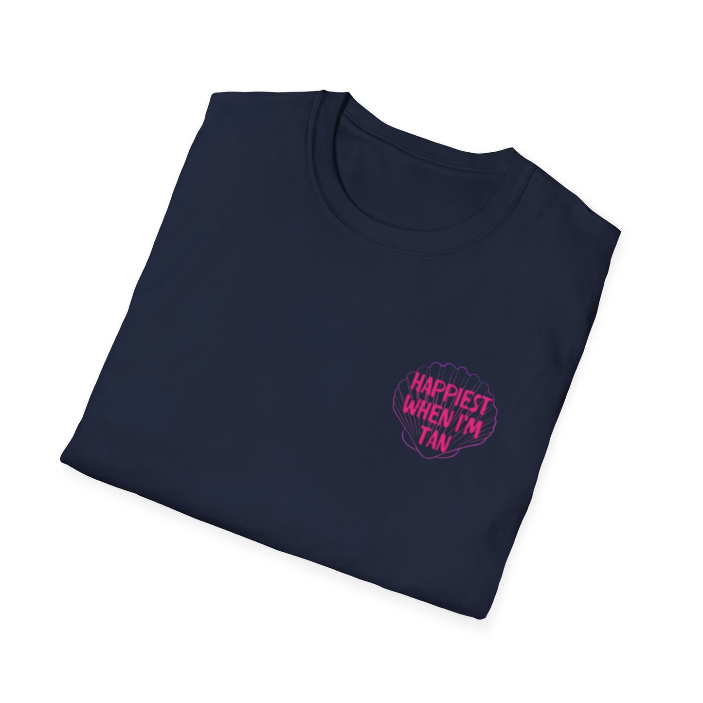 T-Shirt — "Happiest When I'm Tan" Pink Beach Tee