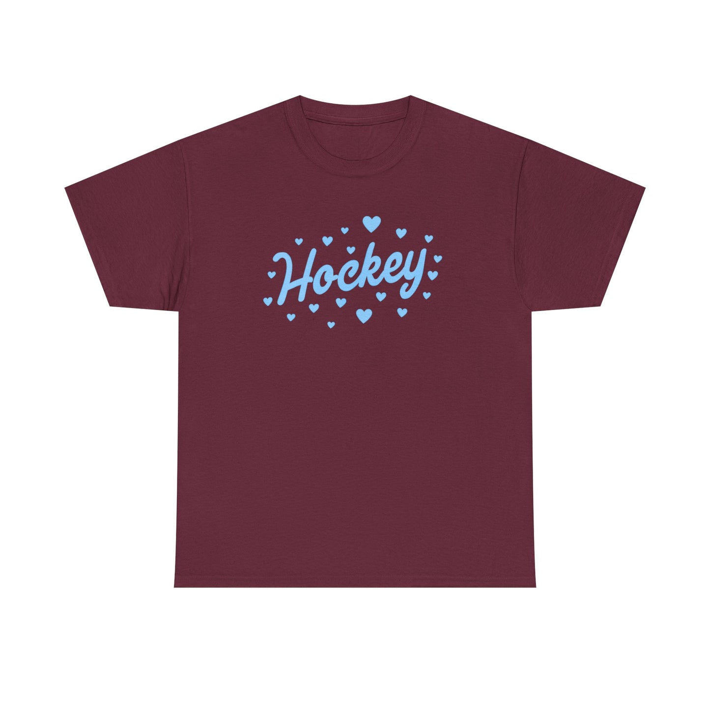 Hockey Heart Tee — Cute Light Blue Script Hockey Shirt