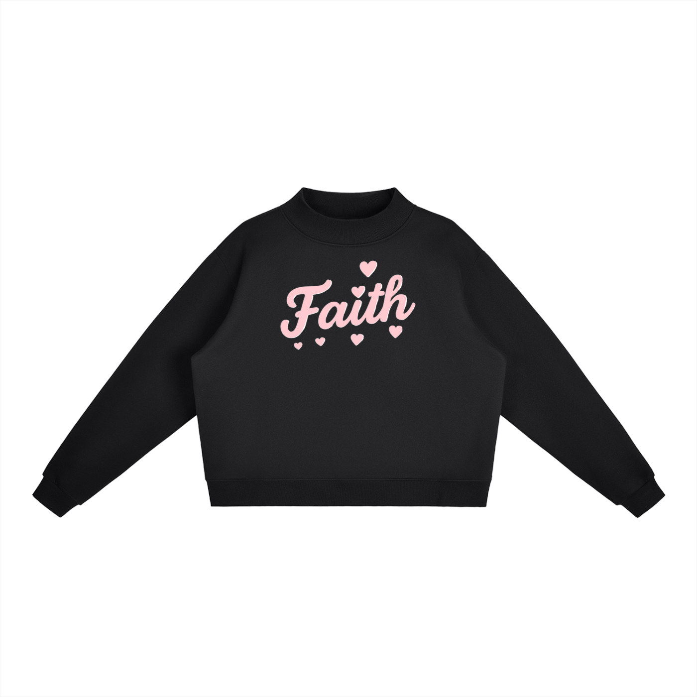 Faith Hearts Essential Fleece Mock-Neck Crew Sweatshirt