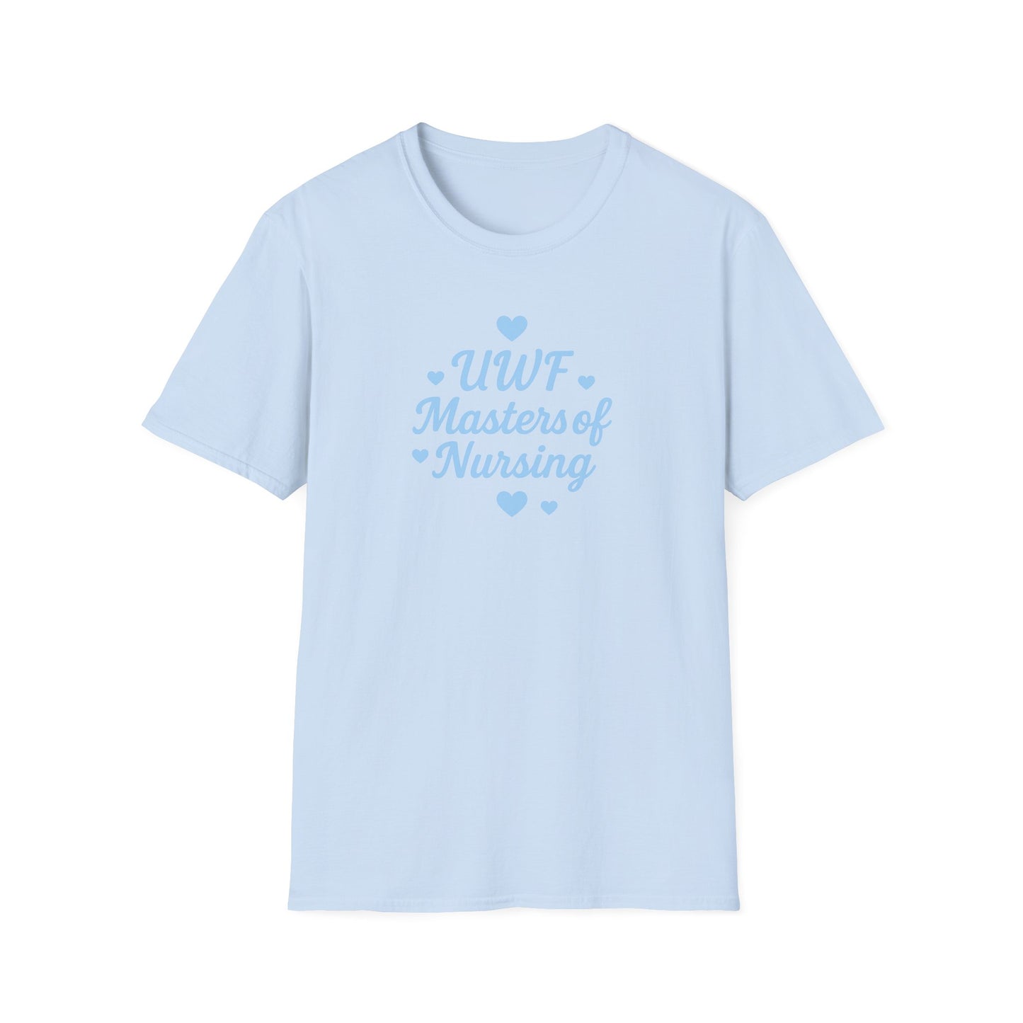 UWF Masters of Nursing T-Shirt — Light Blue Heart Nursing School Tee