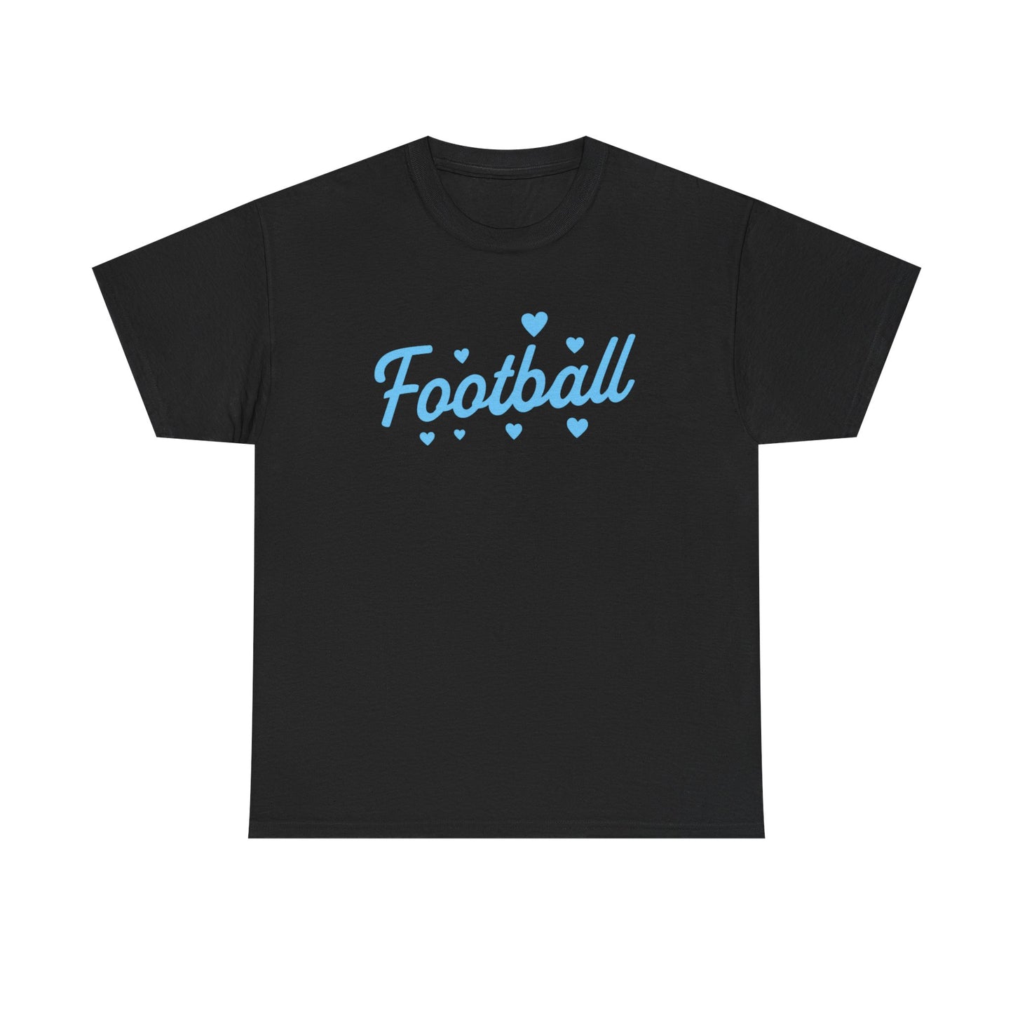 Football Script Tee — Light Blue Heart Sports T-Shirt