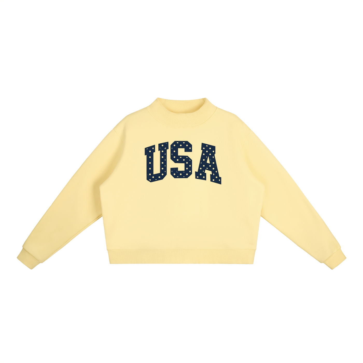 USA Polka Dot Essential Fleece Mock-Neck Crew Sweatshirt
