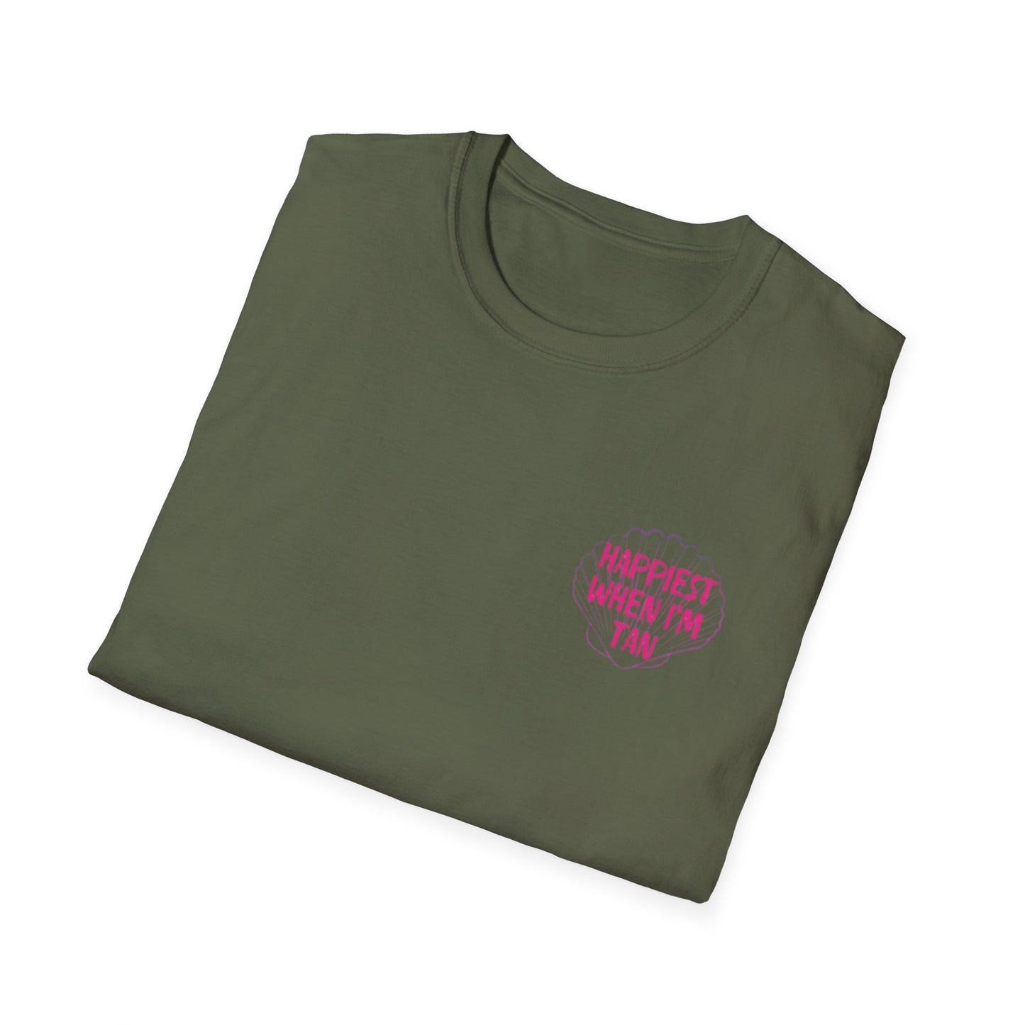 T-Shirt — "Happiest When I'm Tan" Pink Beach Tee