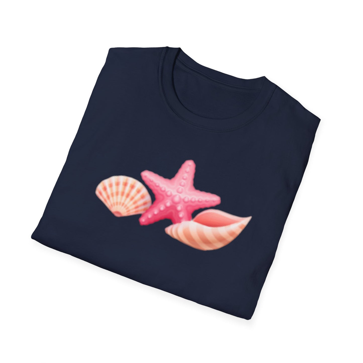 Seashell & Starfish Beach T-Shirt — Pink Coastal Summer Tee