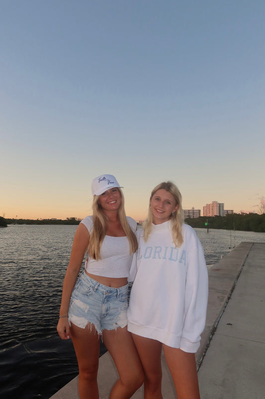 FLORIDA WHITE AND LIGHT BLUE MOCK NECK