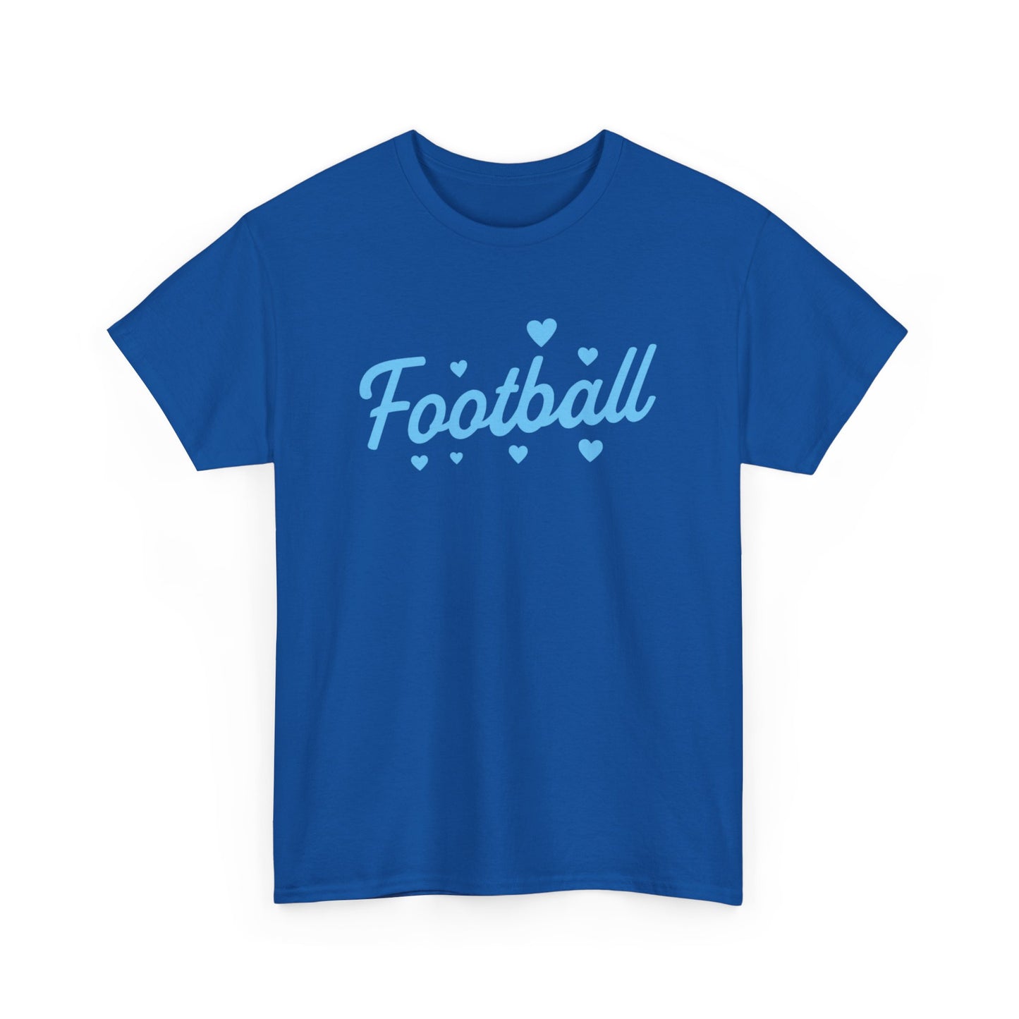 Football Script Tee — Light Blue Heart Sports T-Shirt