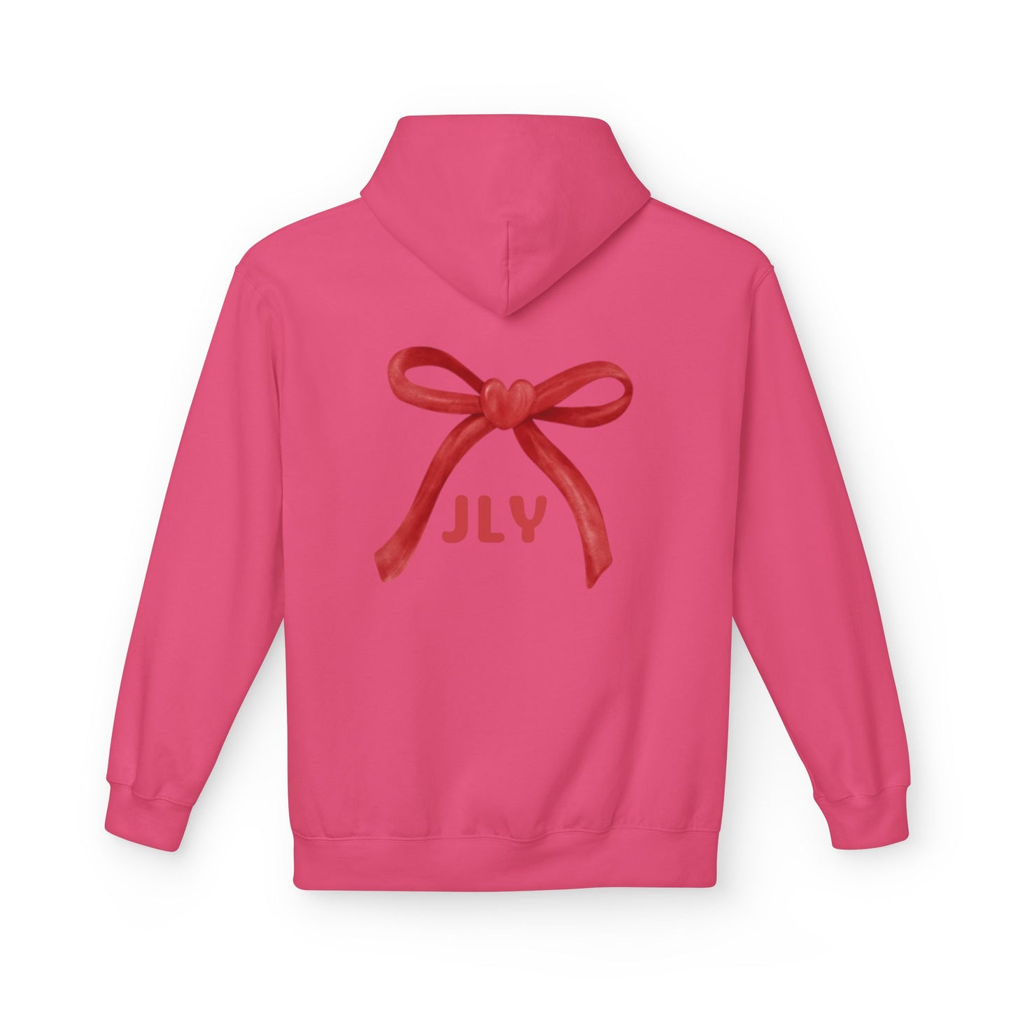 Chic Fleece Hoodie with JLY Bow Design - Perfect for Gift Giving, Cozy Casual Wear, Holiday Celebrations, Unisex Style, Everyday Comfort