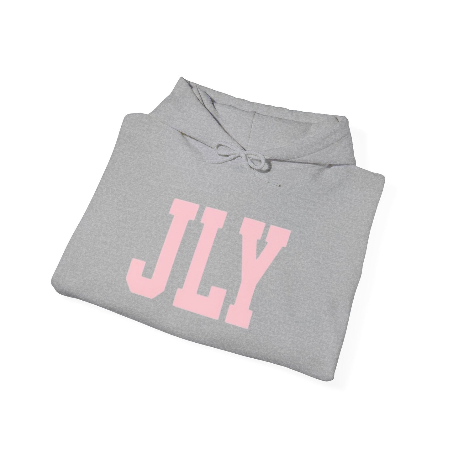 JLY Pink Block Letter Hoodie - Minimal Monogram Pullover