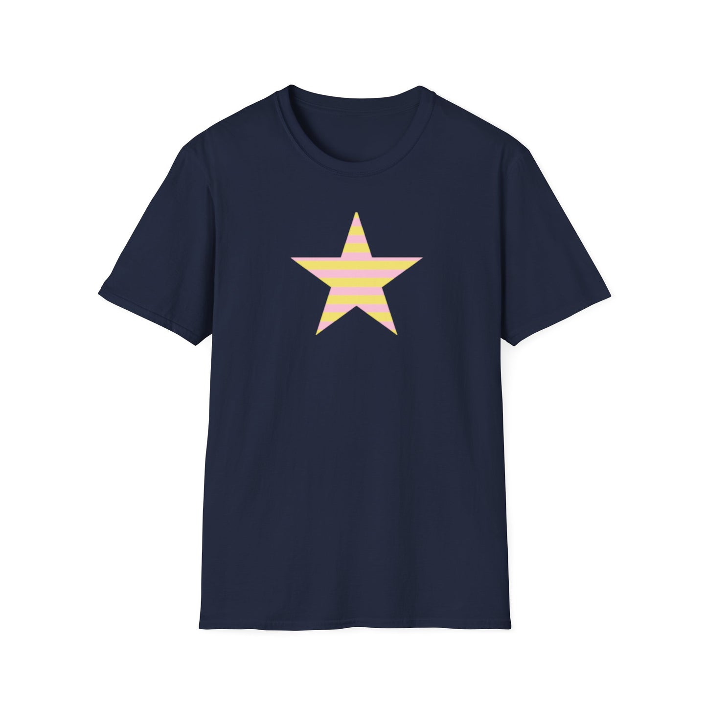Star Stripe Tee — Pastel Pink & Yellow Graphic T-Shirt