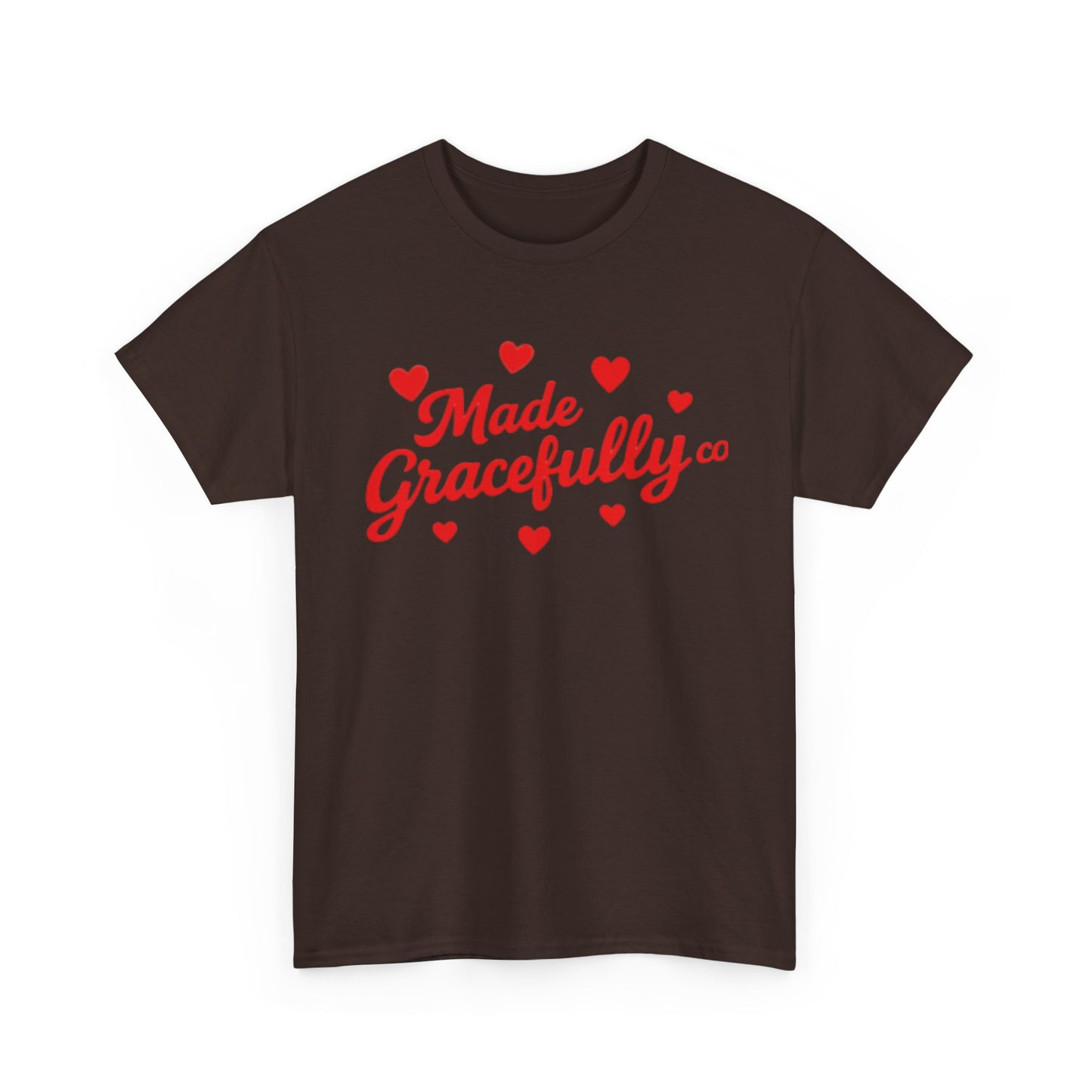 Made Gracefully Tee — Feminine Heart Script Graphic T-Shirt
