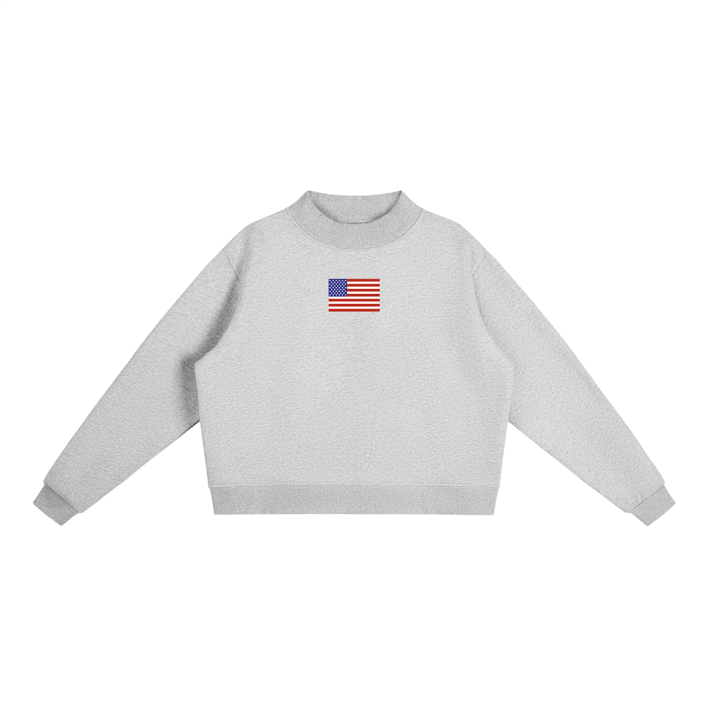 USA Flag Essential Fleece Mock-Neck Crew Sweatshirt