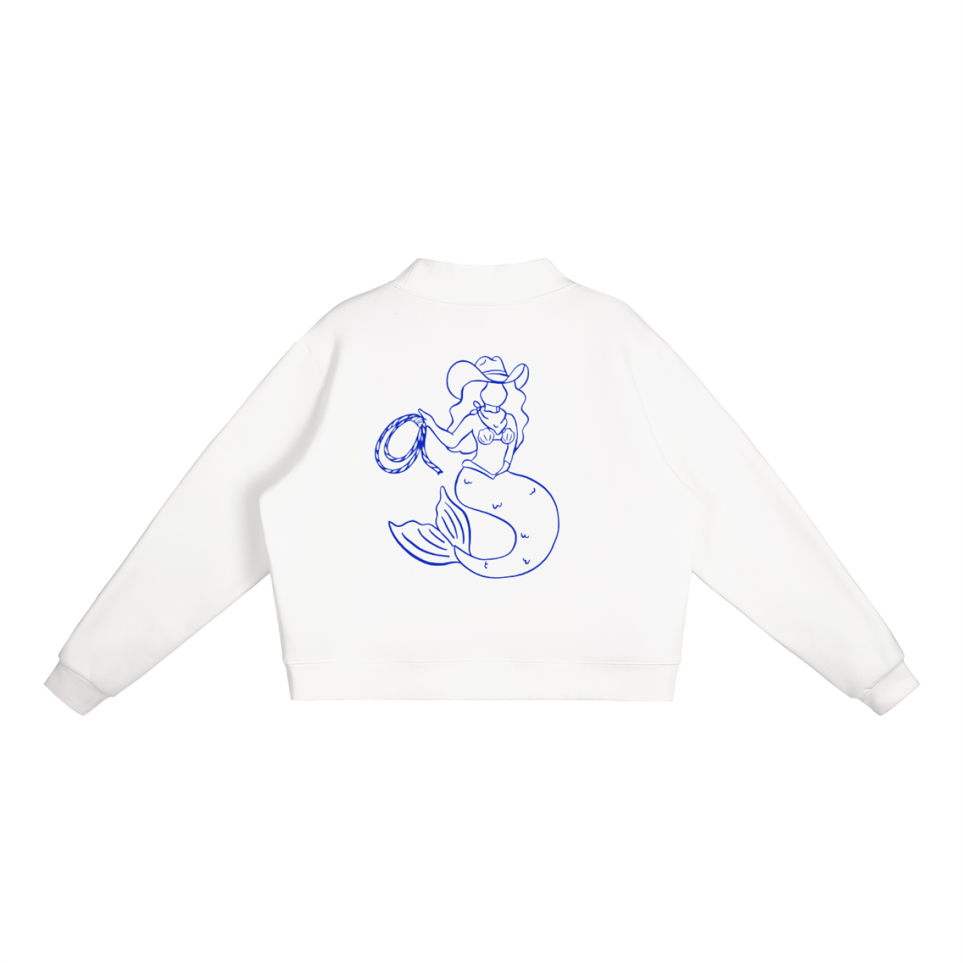 Coastal Mermaid Essential Fleece Mock-Neck Crew Sweatshirt