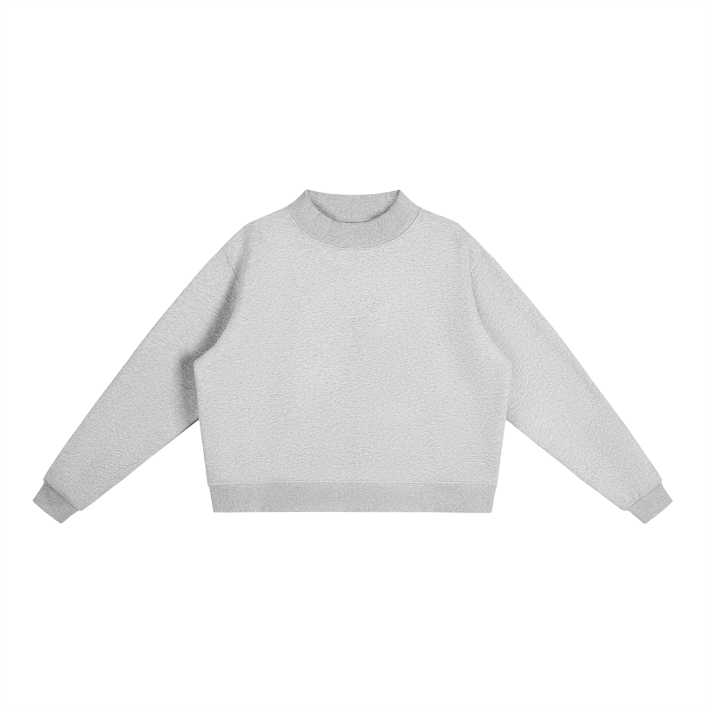 Solid Color Essential Fleece Mock-Neck Crew Sweatshirt