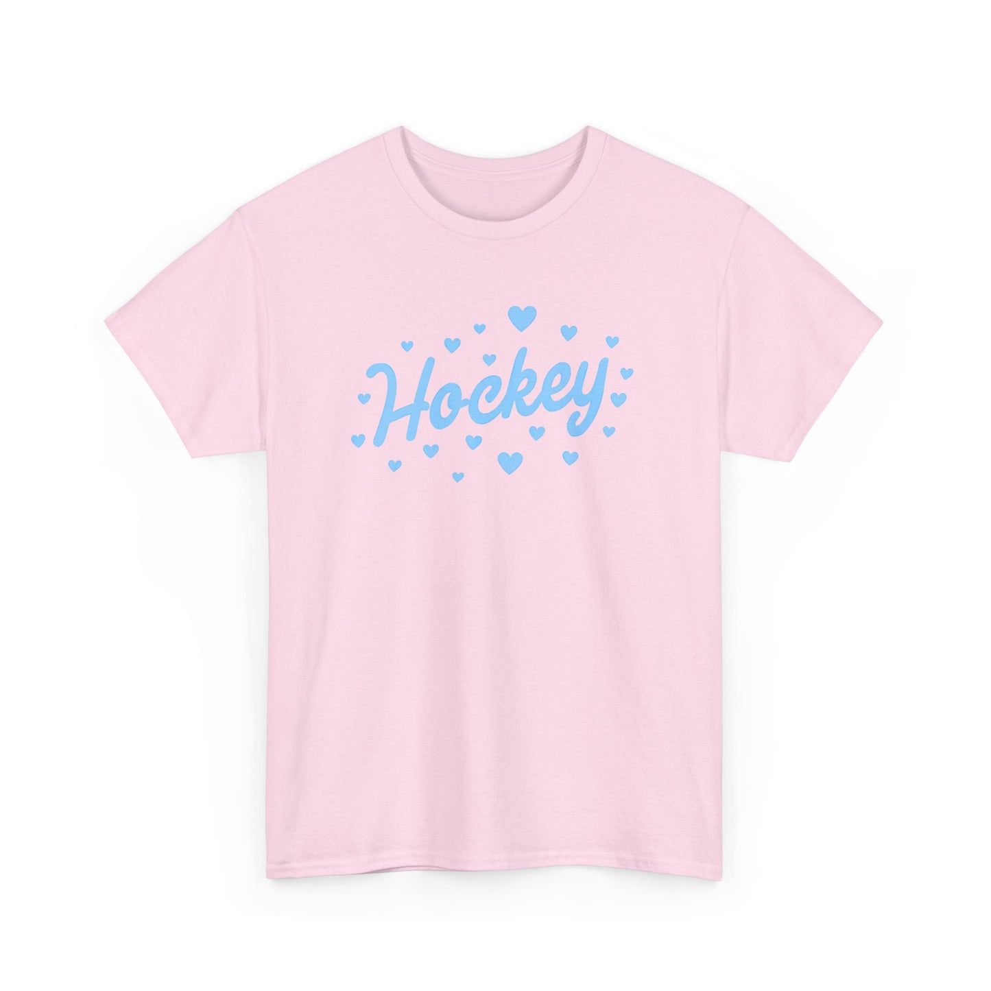 Hockey Heart Tee — Cute Light Blue Script Hockey Shirt