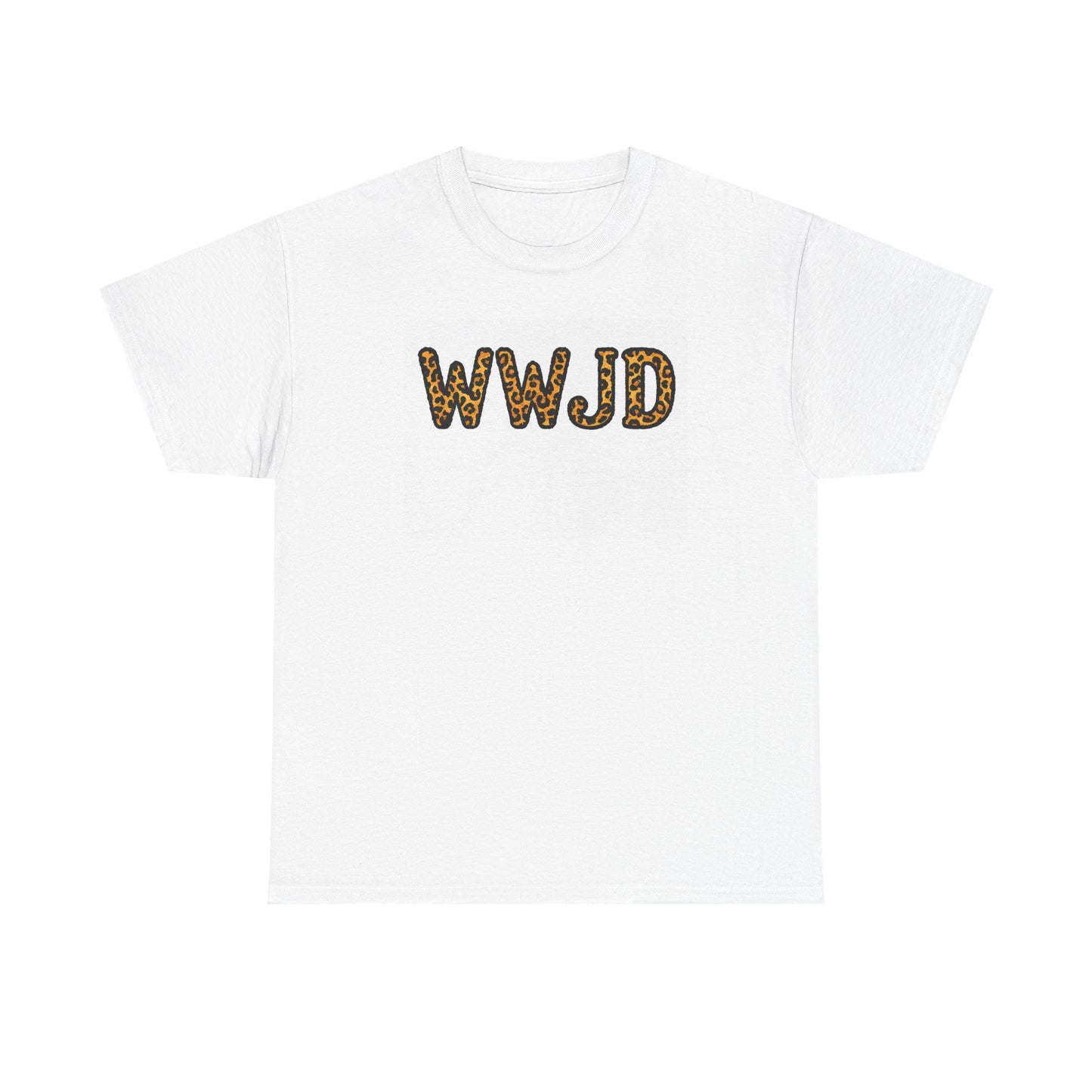 WWJD Leopard Print Tee — Casual Christian Faith Graphic T-Shirt