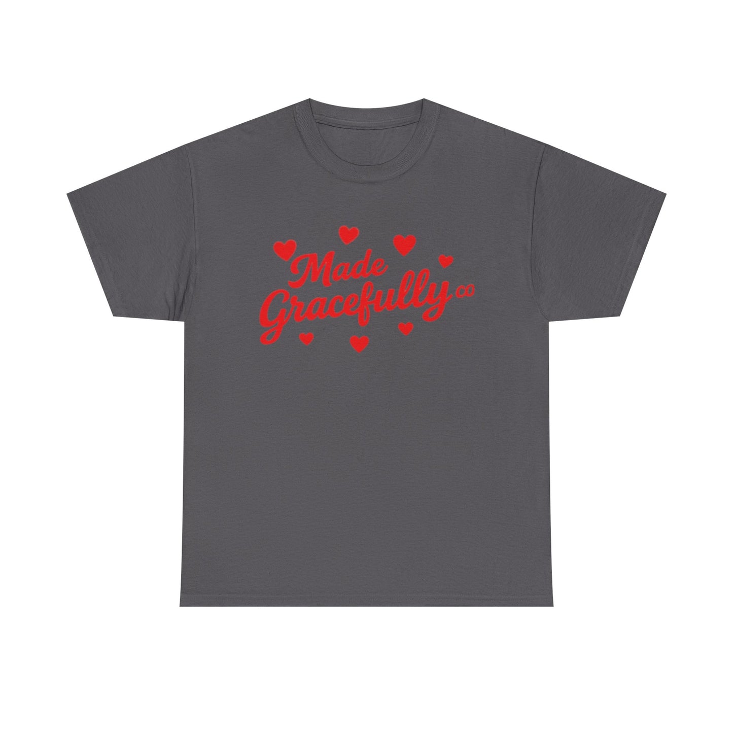 Made Gracefully Tee — Feminine Heart Script Graphic T-Shirt