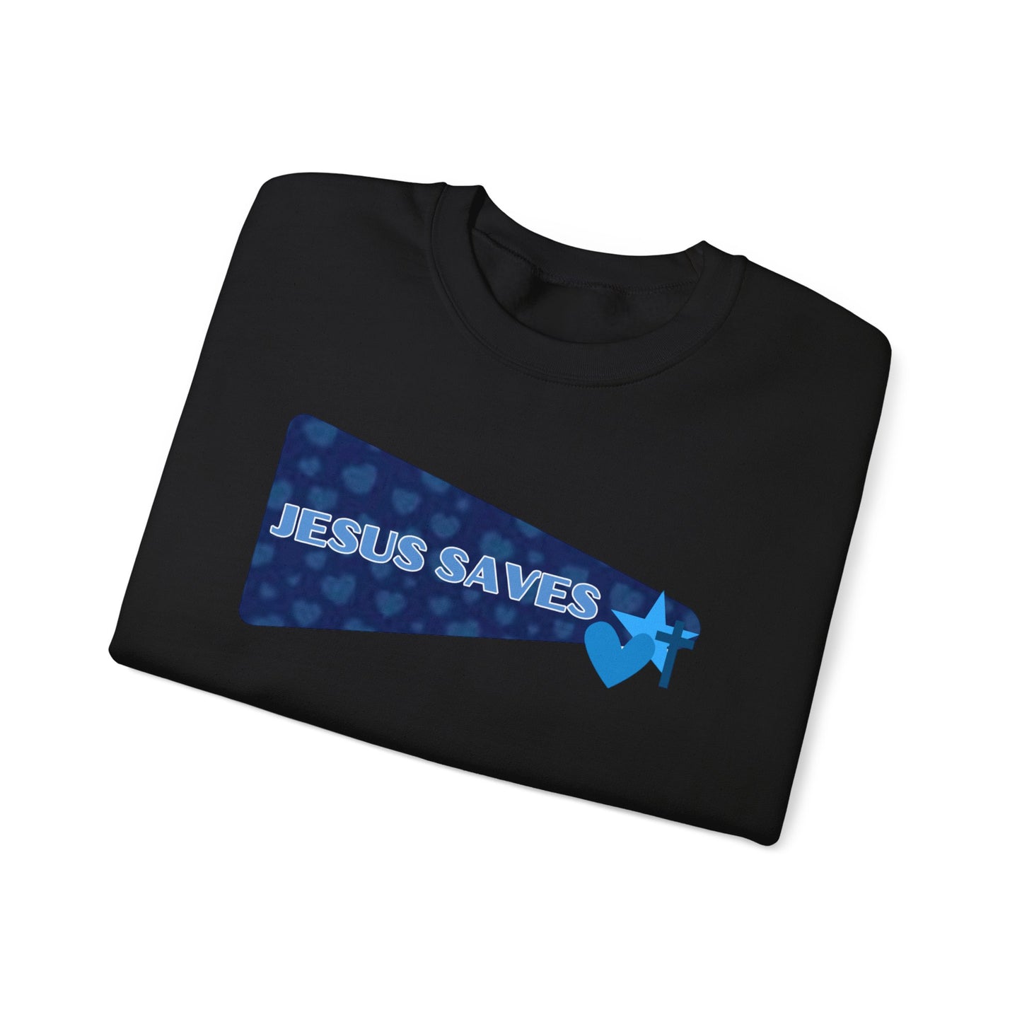 Jesus Saves Crewneck Sweatshirt — Christian Faith Graphic Pullover