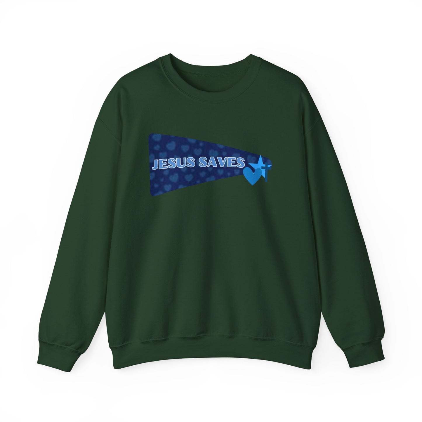 Jesus Saves Crewneck Sweatshirt — Christian Faith Graphic Pullover