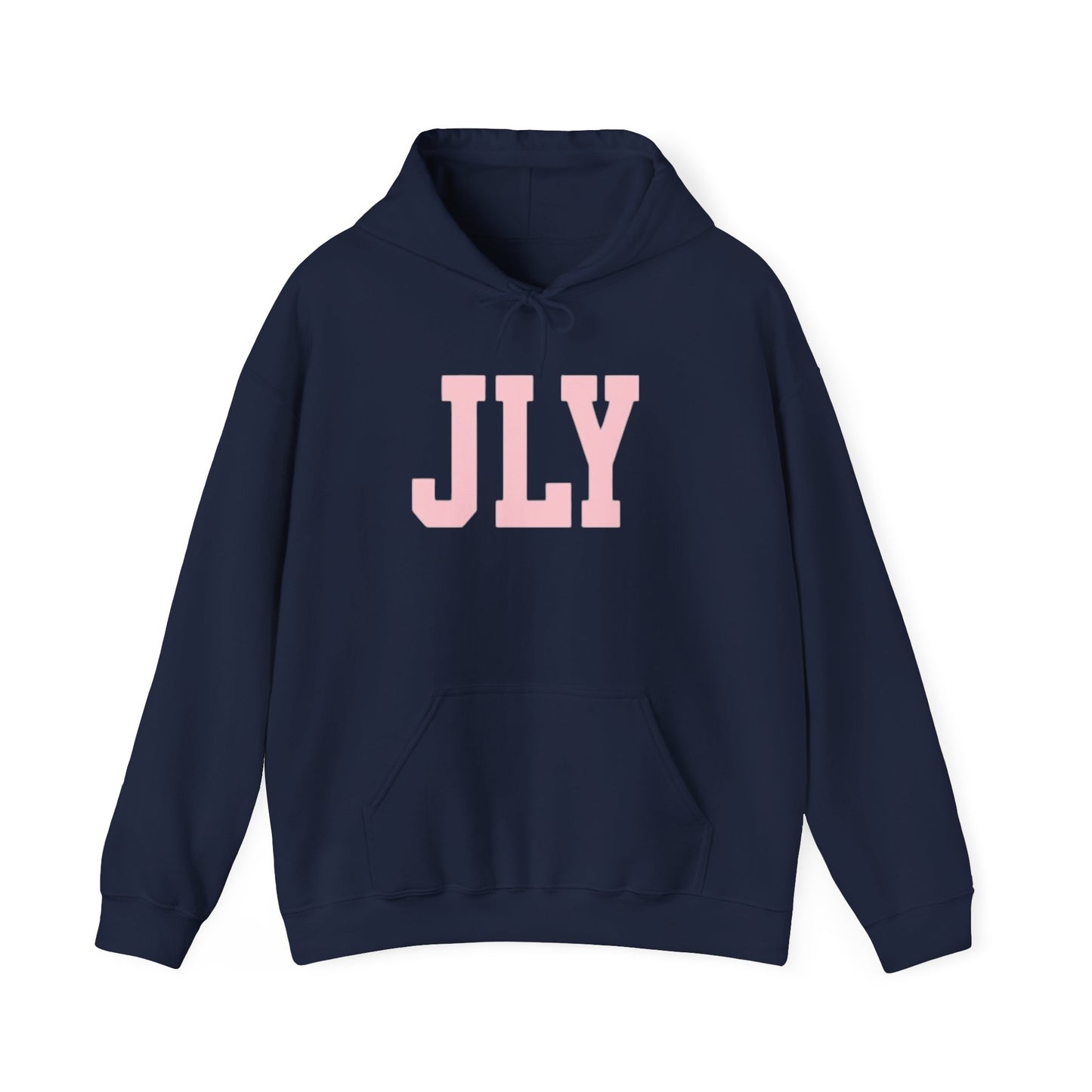 JLY Pink Block Letter Hoodie - Minimal Monogram Pullover